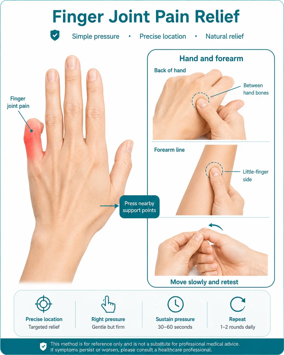 Illustrated finger movement guide using nearby support points on the hand and forearm