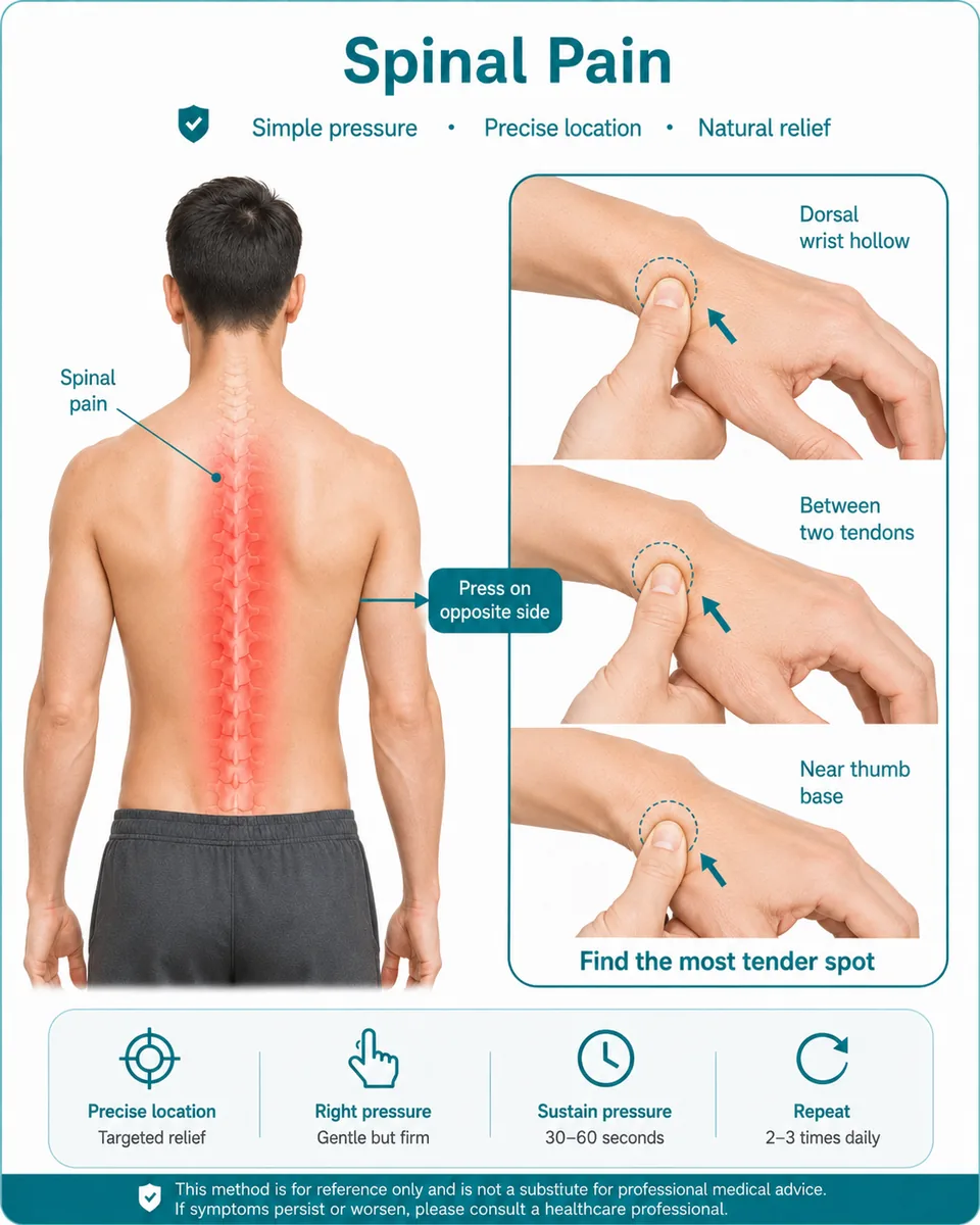 Illustrated finger-pressure guide for spinal pain
